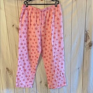Sleep Chic Womens Flannel Pink Peppermint Pajama Pants XXLT Tall Christmas Warm